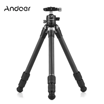 Andoer 27,5-инчов Преносим Статив-Трипод за Фотоапарати, изработени от Въглеродни Влакна с Въртяща се Топка Глава на 360 ° за DSLR-Камери Камера на Смартфон