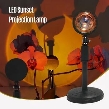 Led лампа за залез Проекция на залез слънце Отточна тръба на шарнирна връзка за лека нощ залез слънце захранва от USB Регулируема височина за фоново осветление снимки