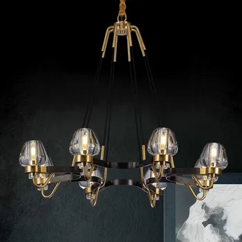 Американската Луксозна медни полилей в стил loft, led подвесная полилей E14, полилей, с полилей, висящ лампа за дневна