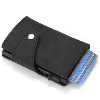 Защита от блокиране на Rfid, портфейл със закопчалка, мъжки лична карта, притежателите на кредитни карти, женски калъф за банкови карти, изкуствена кожа, метал и алуминий