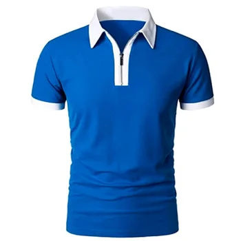 Мъжка риза поло с къс ръкав, негабаритная широки дрехи с цип, подходящ по цвят луксозни мъжки ризи, топ европейски размери S-5XL