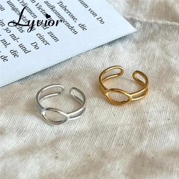 Прост пръстен от сребро S925, женски пръстен с двойни линии, кръг, подарък за рожден Ден, бижута
