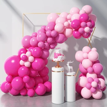 Розов комплект арка с венец от балони, украса за сватба, рожден Ден, Детски латексный балон, детски душ, пол момичета, Разгърнете