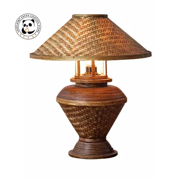 Юго-Източна Азия Ретро-настолни лампи, ръчно изработени от бамбук, изплетен от ратан, LED E27, арт-лампа, Декорация за дома в Дзен стил, Настолни осветителни тела за кабинета